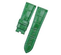 Generico Run Ken Cinturino for orologio in vera pelle di coccodrillo e bambù da 24 mm 26 mm, compatibile con cinturino PAM441, bracciale con fibbia a farfalla(Green,26mm With Logo,Without Buckle)