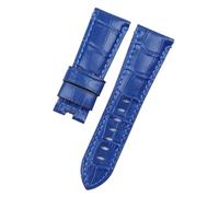 Generico Run Ken Cinturino for orologio in vera pelle di coccodrillo e bambù da 24 mm 26 mm, compatibile con cinturino PAM441, bracciale con fibbia a farfalla(Light Blue,26mm With Logo,Silver Buckle)