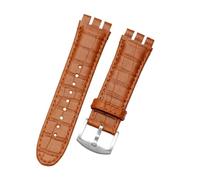 Generico Run Ken Compatibile con cinturino Swatch da 23 mm in vera pelle morbida impermeabile, in bovina marrone scuro(A light brown,23mm silver clasp)