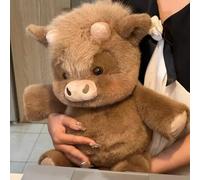 Generico Running Plushies, Interactive Moving Legs Stuffed Animal; Soft Highland Cow & Pig Plush Toy, Stress Relief Doll, Christmas & Birthday Gift for Kids, Adults, Boys & Girls. (Coffee Brown,60CM)