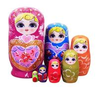 Generico Russian Nesting Dolls - 7-Piece Wooden | Hand Painted Toy | Traditional Stacking Wooden Dolls, Decorative Nesting Craft Set, Educational Toy For Nursery, Bedroom & Playroom