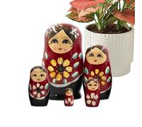 Generico Russian Nesting Dolls - Wooden Set for Table Decor | Hand Painted Artwork Traditional Craftsmanship with Detailed Patterns and Stackable Design for Holiday Centerpiece Living