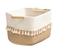 Generico Rustic Cotton Woven Storage Baskets | Organizing Baskets With Handles For Closet, Laundry, Bathroom, Bedroom, Kitchen, Perfect For Toys, Blankets, Towels, Books, And Home Storage Décor
