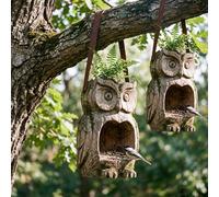 Generico Rustic Owl-Shaped Bird Feeder,Dual-Function Owl Watcher Outdoor Resin Bird Feeder And Planter,The Quiet Watcher-Feeder in The Garden,for Backyard, Patio, Home