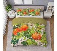 Generico Rustico Copripiumino Singolo 135 x 200 cm Morbida Microfibra Parure Copripiumino Frutta Foglia Zucca Stampa Digitale Verde Erba di Biancheria da Letto per Giovani e Adulti con una Federa