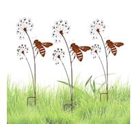 Generico Rusty Metal Bee Garden Stakes - Rustic Yard Art | Outdoor Flower