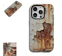 Generico Rusty Metal Phone Case, Industrial rust glossy faux rust phone case, Two-in-one protective case + black silicone bottom cover for iPhone 16/15/14/13/12/11 Pro Max (14 pro max,A)