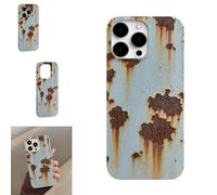 Generico Rusty Metal Phone Case, Industrial rust glossy faux rust phone case, Two-in-one protective case + black silicone bottom cover for iPhone 16/15/14/13/12/11 Pro Max (13 pro,B)