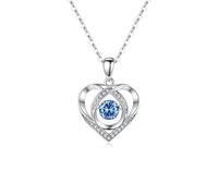Generico S925 collana di cuore blu per le donne, collana a ciondolo di cuore di diamante blu galleggiante per usura quotidiana e regali
