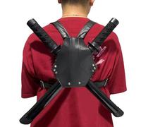 Generico Saber Carrying Strap, Adjustable Double Shoulder PU Back Strap, Black Anime Cosplay Accessory, Comfortable And Durable Holder For Cosplay, LARP, Or Display Props