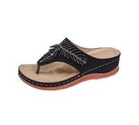 Generico Sabot Donna Estivi Scarpe Ortopediche Donna Sandali con Cinturino Sandali Comfy Slider Roman T Open Women Toe Summer Support Slip Infradito Flat On Clip Bottomed Zoccoli Donna (Black, 37)