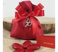 Generico Sacchetti bomboniere Laurea Chimica in Raso Rosso Formula molecolare h2O Argentata Confetti e Biglietti Inclusi