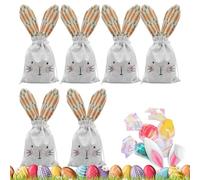 Generico Sacchetti Per Dolci Pasquali | Sacchetti Riusabili Con Chiusura A Cordino In Set Da Sei Pezzi | Festa Pasquale Orecchie da Coniglietto,per Caramelle Giocattoli e Festività