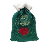 Generico Sacco Natale Velluto Grande per Regali, Sacco Merry Christmas Natalizio in Velluto Verde Bianco da Riempire, Calza Befana Natalizia Vuota, Stella di Natale (70x45cm)
