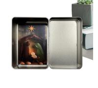 Generico Sacra Famiglia Presepe in e legno marino - Decorazione natalizia cristiana in latta 120G | Ornamento da tavolo realizzato a mano per soggiorno, ufficio e celebrazioni stagionali