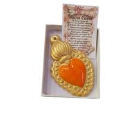 Generico Sacro Cuore Ex Voto in Ceramica Realizzato a Mano in Italia con Scatolo regalo cm 8 (Arancione)