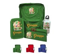 Generico Safari Set completo Zaino Scuola Portapastelli Astuccio e Borraccia Personalizzati Con Nome Bambini Materna Elementari Asilo Medie Unisex Zainetto Bimbo Bimba Borsa Studenti Made in Italy