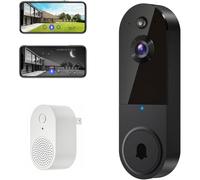 Generico Safe Doorbell, Safe Doorbell Camera Wireless, Wireless Wi-Fi Video Doorbells, 1080p Smart Wirelesses Video Doorbells Camera Chime (Black B,1Pcs)