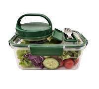 Generico Salad Jar with Side Opening, Glass Rectangular Food Organizer, Leakproof Salad Container for Men, Women, Students, Indoor Home Office, School, Gym, Picnic, Meal Prep