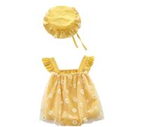 Generico Salopette Bambina Tuta per Bambina Abito Corto Senza Maniche Comodo e Alla per Neonata e Infanzia (Yellow, 12-18 Months)
