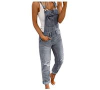 Generico Salopette da Donna in Denim Autunno Jeans Strappati Donna Vita Alta Elasticizzati Vestibilità Normale Tute di Jeans Casual Retrò per il Lavoro e il Tempo Libero