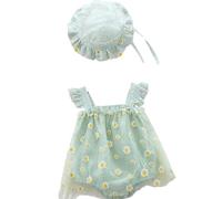 Generico Salopette Neonato Tuta per Bambina Abito Corto Senza Maniche Comodo e Alla per Neonata e Infanzia (Green, 0-3 Months)