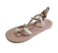 Generico Sandali Arch Fit Donna Infradito Gioiello Donna Ladies Summer Fashion Casual Color Blocking Straps Beach Out Sandali di grandi dimensioni con fondo piatto Donna Sandals Sandali (Khaki, 37)