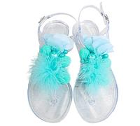 Generico Sandali Bassi Donna Comoda Sandali Estive Comode Piatti Fatti A Mano da Donna In Spiaggia con Infradito In Pvc con Gelatina Bassi Estivi Scarpe Zeppa (Blue,39)