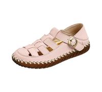 Generico Sandali Bassi Donna Comoda Scarpe Estive Eleganti Scarpe Estive Chiuse per Donna,Comode Sandali Casual da Spiaggia con Punta Chiusa,Ideali per Le Vacanze Mare (Pink,41)