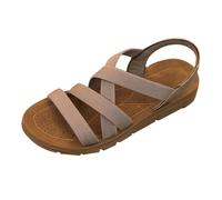 Generico Sandali Bassi Donna Comodi Scarpe Estive Donna Sandali Estivi Leggeri Nuovi per Le Donne,In Stile Retrò Europeo E Americano con Zeppa Estive Sandalo (Khaki,39)