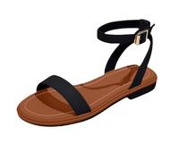 Generico Sandali Bassi Donna Eleganti Sandali Donna Comodi Estivi da,Grandi Dimensioni,Piatti,con Fibbia,con Un Cinturino,Casual da Neri Scarpe (Black,43)