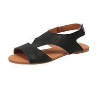Generico Sandali Bassi Donna Eleganti Sandali Donna Neri da Fashion Solid Summer New Pattern Comode Scarpe Casual con Gancio A Fondo Piatto Gioiello Bassi Rosa (Black,42)