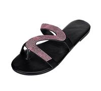 Generico Sandali Bassi Donna Eleganti Scarpe Estive Comode Casuale da Donna Solid Roman Plus Dimensione Flat Slippers Sandals Shoes Ciabatte Ortopediche Sandali Intrecciati (Pink,40)