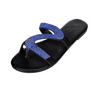 Generico Sandali Bassi Donna Eleganti Scarpe Estive Comode Casuale da Donna Solid Roman Plus Dimensione Flat Slippers Sandals Shoes Ciabatte Ortopediche Sandali Intrecciati (Blue,41)