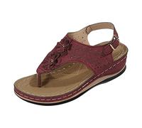 Generico Sandali Bassi Donna Eleganti Scarpe Estive Donna I Sandali con Punta A Cuneo Mitigano L'Affaticamento Del Piede Scarpe Comode E Funzionali Comodi Estivi Ragazza 38 (Red,37)