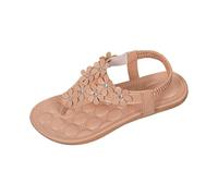 Generico Sandali Bassi Donna Estivi Comodi Sandalo Estivo Sandali Infradito da Donna con Cinturino Elastico Sul Tallone,Punta,Scarpe Estive con Plantare Imbottito Gioiello (Beige,40)
