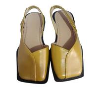 Generico Sandali Bassi Donna Estivi Sandali Donna Estivi con Tacco Baotou Set Foot da,Comodi E Alla,con Fondo Piatto E Quadrata. Chiusi Dietro Sandalo (Yellow,39)