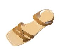 Generico Sandali Bassi Donna Estivi Scarpe Aperte Donna Sandali da Estivi,Leggeri E Comodi,Scarpe Basse,Leggeri,Casual da Spiaggia per Le (Brown,36)