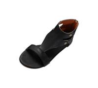 Generico Sandali Bassi Eleganti Pianta Larga Estivi Donna Sandali Estivi da Donna,Stile Retrò,Stile,Traforati,Aperti,Comodi,con Cerniera Posteriore con Tacco Estive (Black,36)