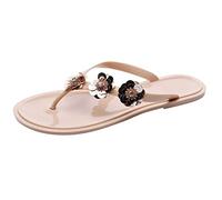 Generico Sandali Bassi Eleganti Scarpe Comode Donna Estive Sequin Clip Women'S Summer Toe Flat Bottomed Women'S Flower Fashion Sandals Beach Clip Sandals Ciabatte Estive Donna Comode (Beige,42)