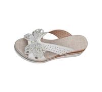 Generico Sandali Bianchi Donna Ortopediche Sandali Platform Pantofole Estive da Donna,Nuove,in Tessuto,con Fondo Spesso,con Una Sola Parola,Aperte sul Davanti,Zeppa (White,38)