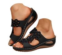 Generico Sandali Bianchi Donna Ortopediche Zeppa Estive Ciabatte Estive con Tacco A Forma Di Poesia Intagliata,Taglia Grande,con Bordo Traforato,Leggere,Casual da Sandali Donna Bassi (Black,38)