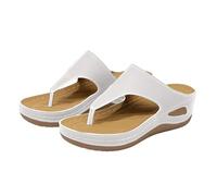 Generico Sandali Bianchi Donna Ortopediche Zeppa Estive Women'S Everyday Retro Comfortable And Versatile Thong Sandals Sandali Alti Donna Estive Scarpe (White,37)