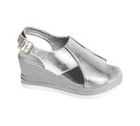 Generico Sandali Chiusi Davanti Donna Scarpe Comode Donna Sandali da con punta,cinturino con fibbia,punta,tacco a zeppa,piattaforma,fondo spesso,Comfort Scarpe (Silver,42)
