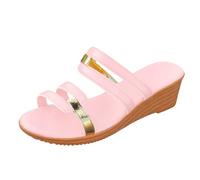Generico Sandali Comodi Donna Plateau Sandali Estive Zeppa Pantofole da Donna con Tacco A Spillo,con Fondo Spesso E Rotonda,Una Parola,Nuove,Tinta Unita,Comodi (Pink,43)