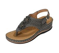 Generico Sandali Comodi E Resistenti Donna Infradito Con Punta A Cuneo Mitigano L Affaticamento Del Piede Scarpe Comode Funzionali Sandalo Basso Estive Mare Ciabatte Alluce Valgo Sportivi Cuoio Grey