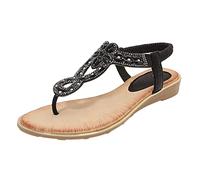 Generico Sandali Comodi E Resistenti Donna Infradito Estivi Da Con Strass Slope Heel Hollow Tinta Unita Fondo Piatto Punta Di Grandi Dimensioni Spiaggia Ciabattine Mare Hawaiana Ciabatte Nero 40