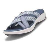 Generico Sandali con plateau da donna 2025, leggeri, sportivi, comodi, elasticizzati, ortopedici, con supporto for l'arco plantare, estivi, da spiaggia, da indossare come ciabatte(Blue,35 EU)