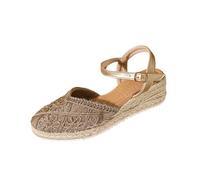 Generico Sandali con Plateau Donna Eleganti Comoda Sandali Espadrillas Ricamati da Donna con Cinturino Alla Caviglia,Punta Chiusa,Plateau,Scarpe Estive Bassi Gioiello (Rose Gold,38)