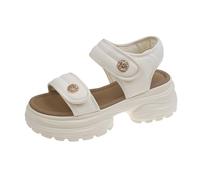 Generico Sandali con Plateau Donna Sandali Donna Estivi Scarpe da Spiaggia con Plateau da Studente Casual Piatti Alla Chiusi Davanti Ortopedici (White,39)